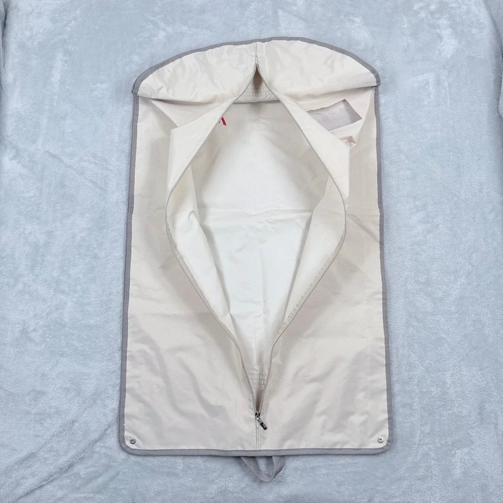 Brioni Garment Bag Cream Grey Logo Hanging Folding Suit Carrier Travel Cover 072